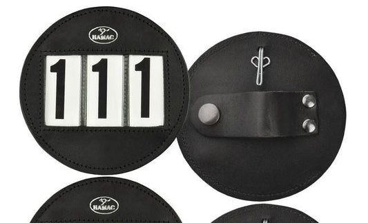 Hamag Number Holder Bridle Round Leather 3 Digit Pair Black-Ascot Saddlery-The Equestrian