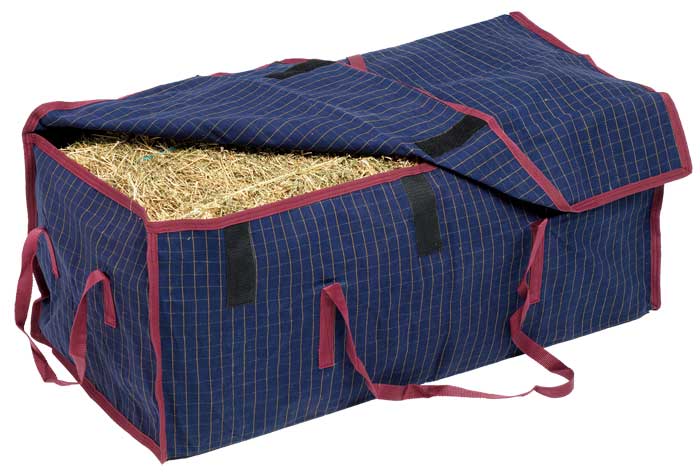 Hay Bale Bag Canvas Navy & Maroon-Ascot Saddlery-The Equestrian