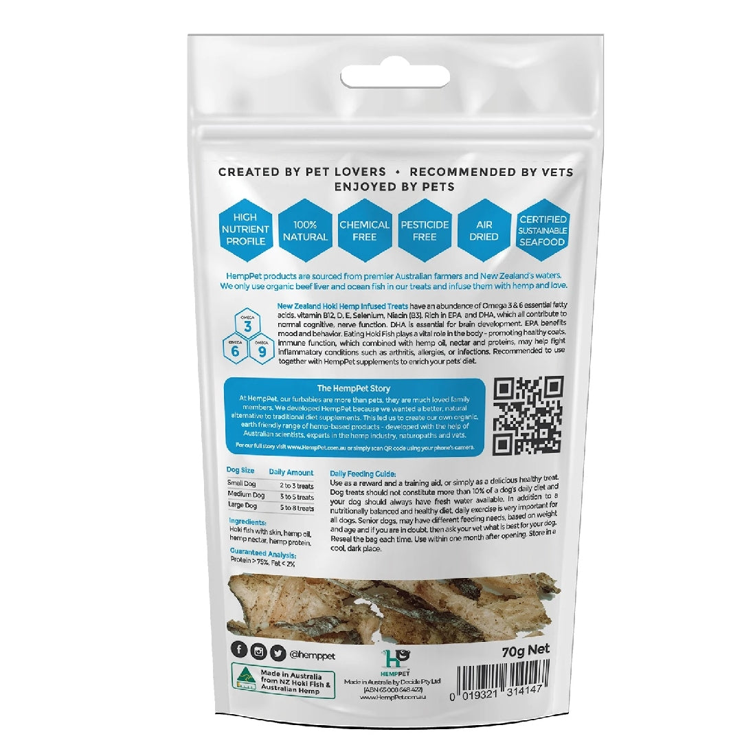 Hemp Pet Dog Treats New Zealand Hoki Fish 70gm-Ascot Saddlery-The Equestrian