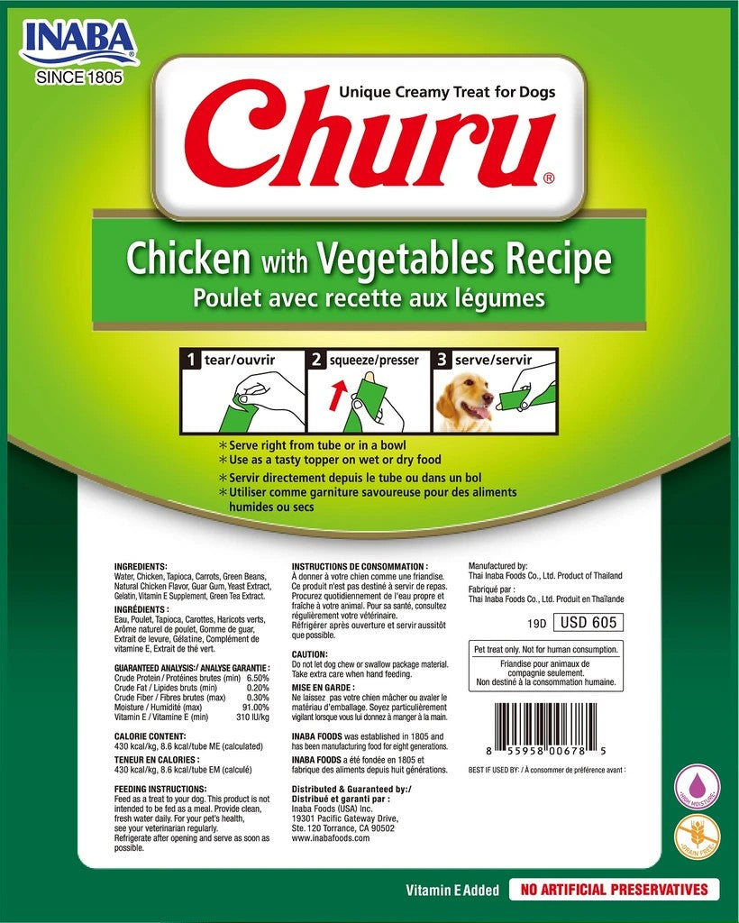 Inaba Dog Churu Tube Chicken & Vegetable Recipe-Ascot Saddlery-The Equestrian