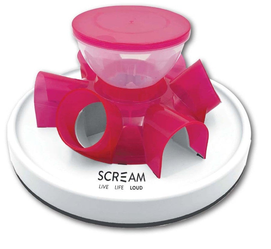 Interactive Cat Tunnel Feeder Scream 27.7cm X 13.7cm Loud Pink-Ascot Saddlery-The Equestrian