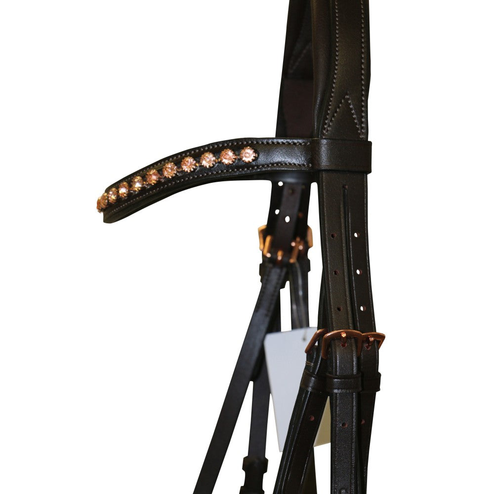 Bridle Hanoverian Snaffle Rose Gold Leather Jeremy & Lord Brown-Ascot Saddlery-The Equestrian