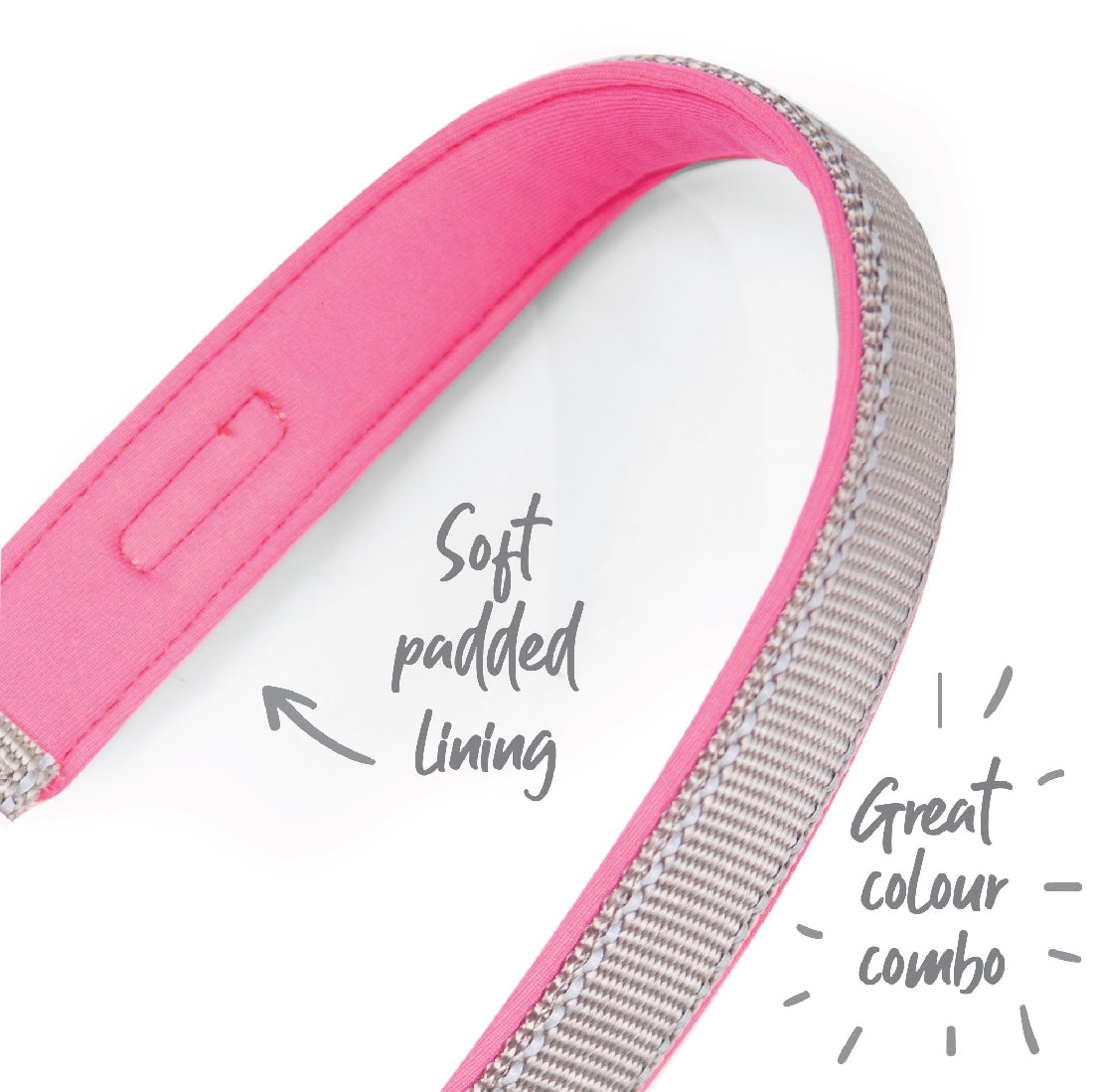 Kazoo Dog Leash Active Silver & Pink 1200mm-Ascot Saddlery-The Equestrian