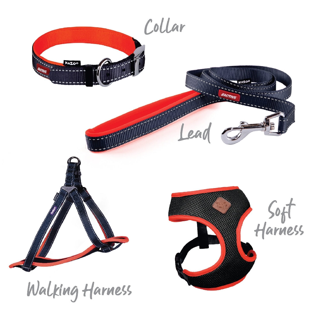 Kazoo Dog Leash Active Slate & Orange 1200mm-Ascot Saddlery-The Equestrian