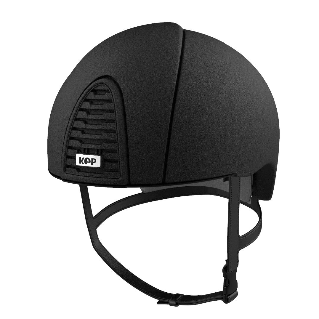 KEP brand black equestrian helmet with front ventilation grid.