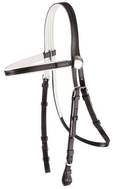 Bridle Head Pvc Full Black & White Trim-Ascot Saddlery-The Equestrian