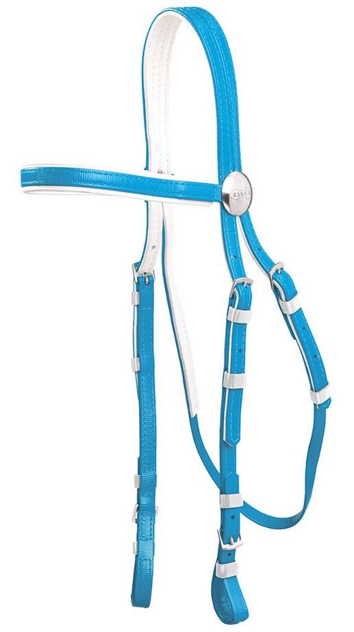 Bridle Head Pvc Full Cyan & White Trim-Ascot Saddlery-The Equestrian