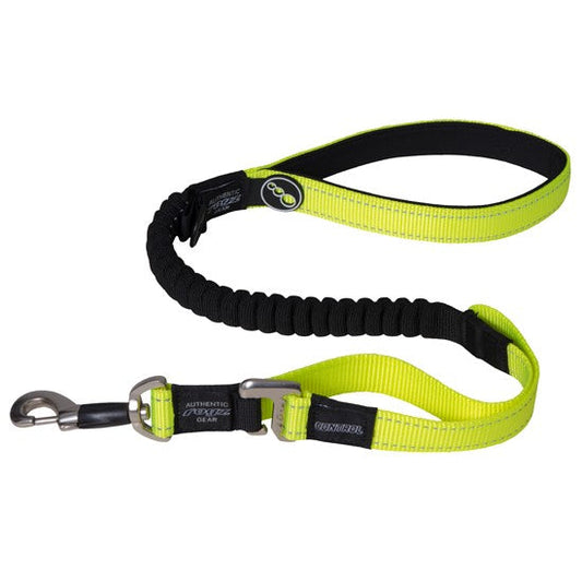 Neon yellow Rogz dog leash with reflective stitching.