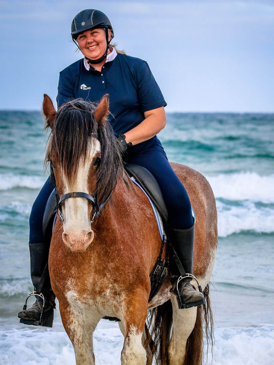 Ladies cool show shirt - Navy & white-Plum Tack-The Equestrian