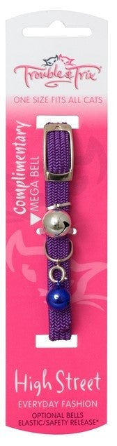 Trouble & Trix purple cat collar with complementary bells.