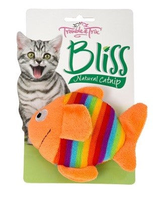 Trouble & Trix catnip toy shaped like a rainbow fish.