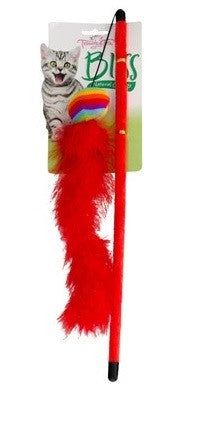 Trouble & Trix red feather cat toy with wand.