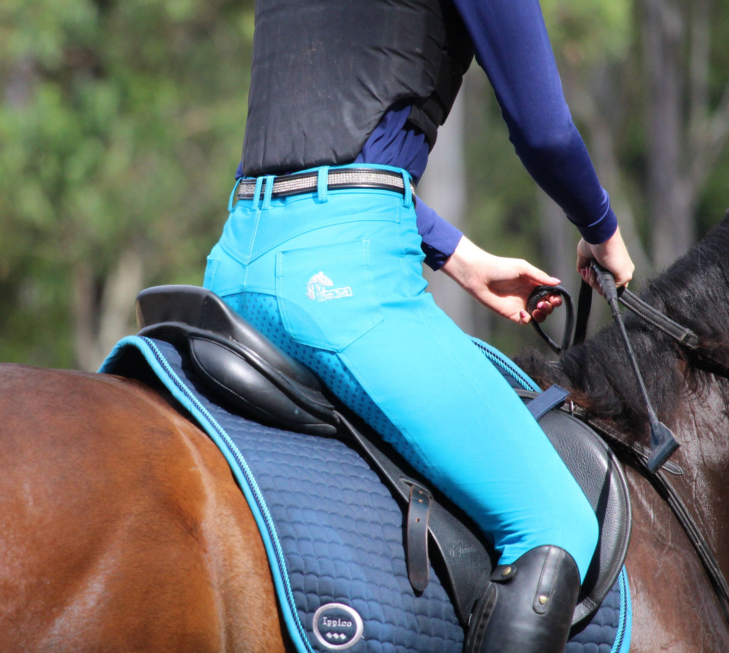 Micro Woven Cotton Blend Jodhpurs in Turquoise - Final runout, Last sizes-Plum Tack-The Equestrian