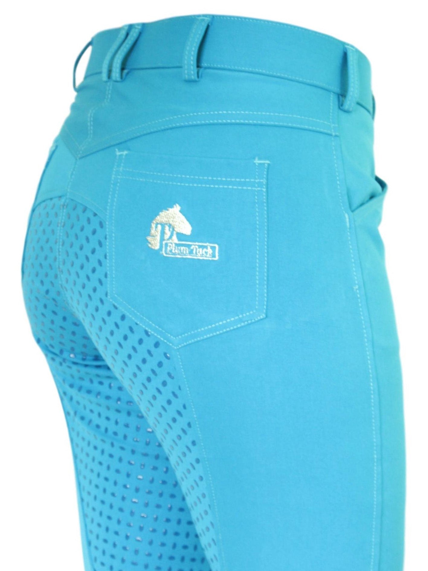 Micro Woven Cotton Blend Jodhpurs in Turquoise - Final runout, Last sizes-Plum Tack-The Equestrian