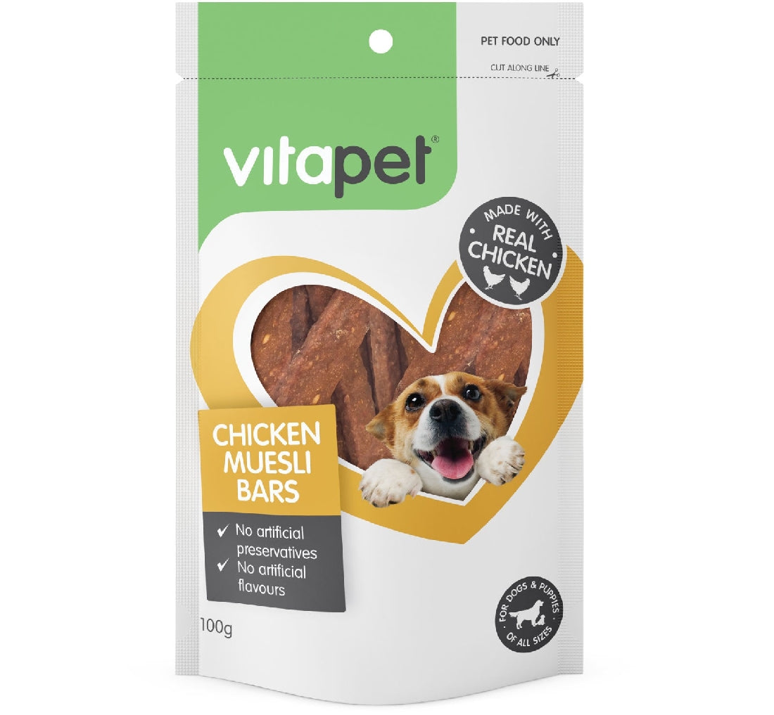 Vitapet Dog Treat Chicken Muesli Bar 100gm-Ascot Saddlery-The Equestrian