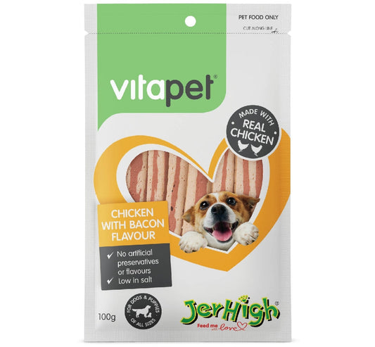 Vitapet Dog Treat Jerhigh Chicken Bacon 100gm-Ascot Saddlery-The Equestrian