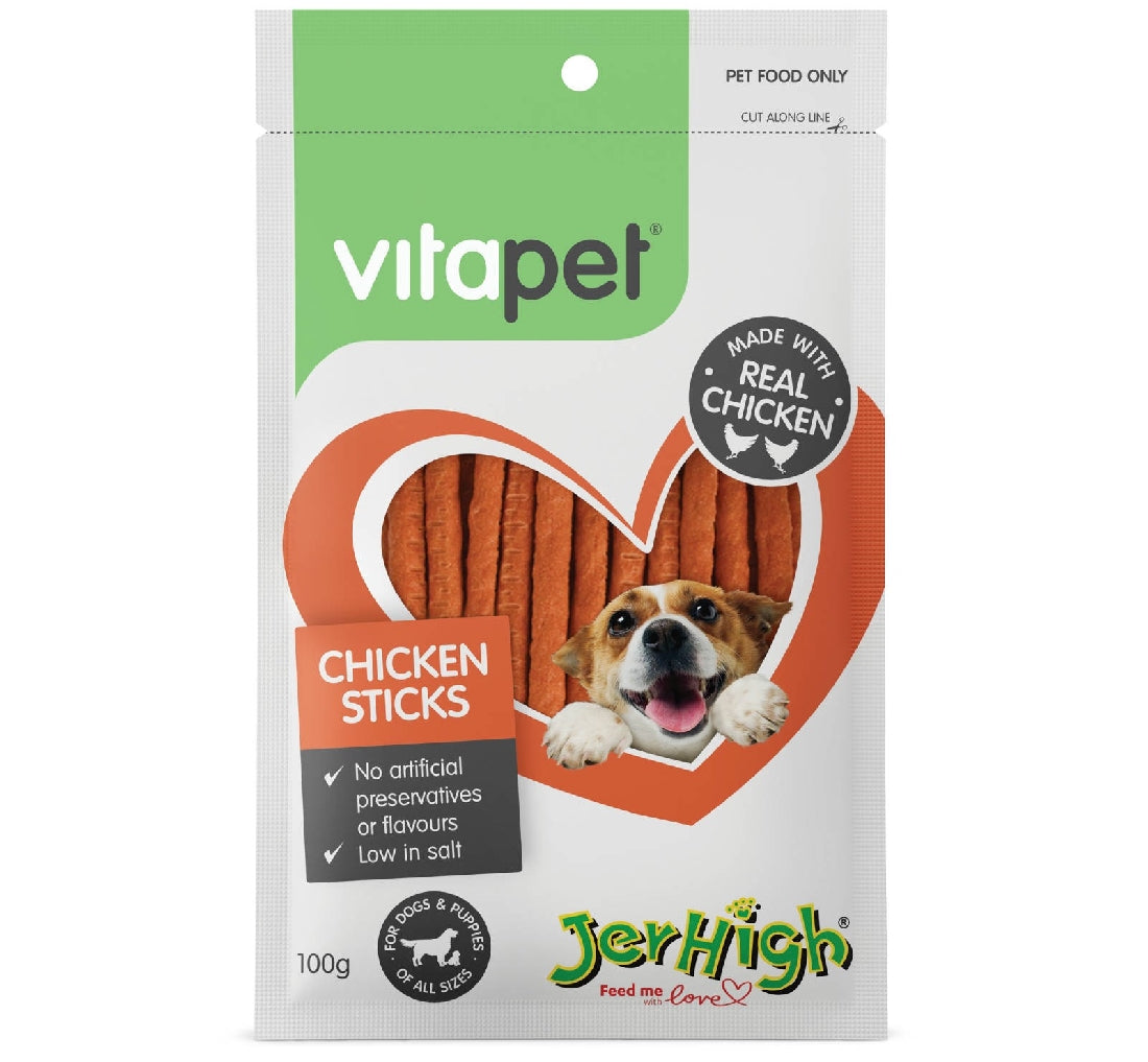 Vitapet Dog Treat Jerhigh Chicken Stick 100gm-Ascot Saddlery-The Equestrian