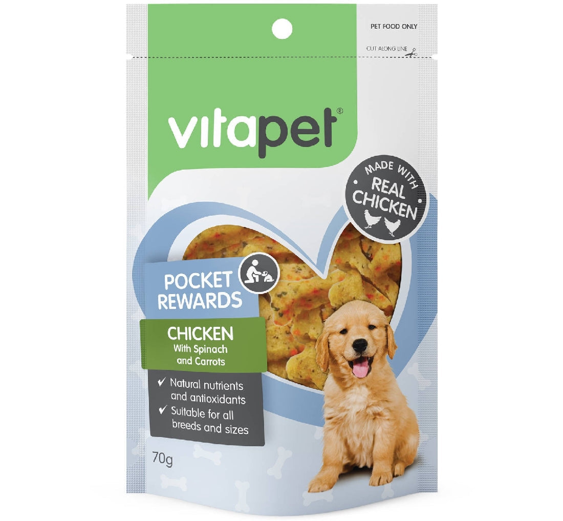 Vitapet Dog Treat Trainers Chicken & Vegetable Bone 70gm-Ascot Saddlery-The Equestrian