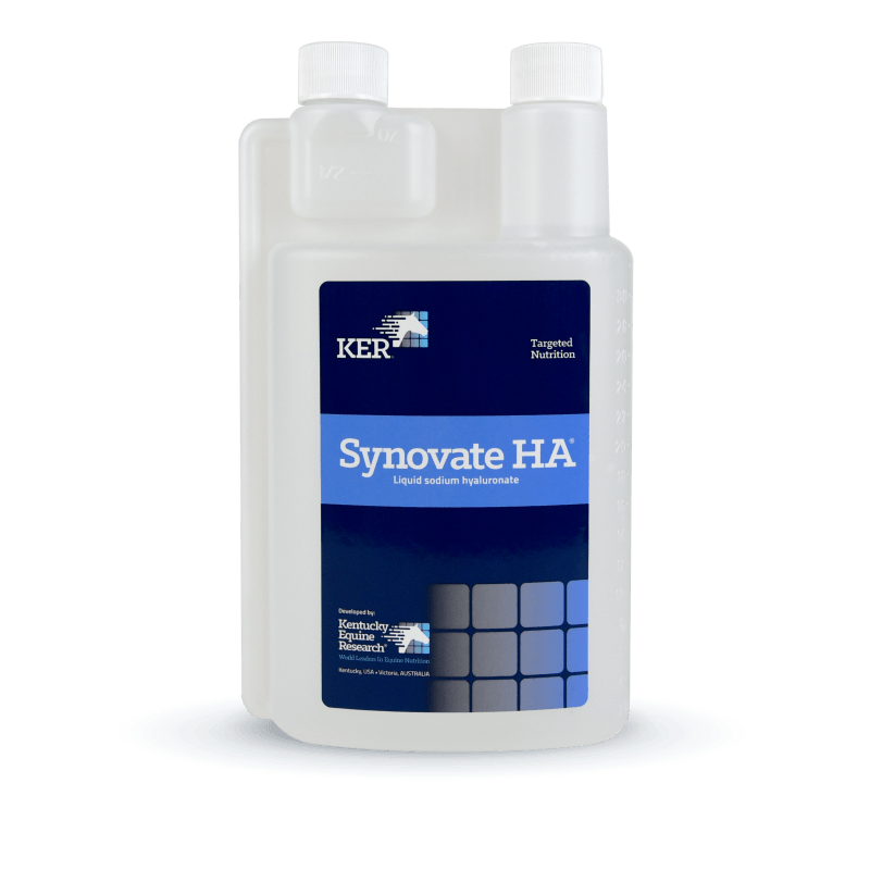 KER Synovate HA liquid joint supplements bottle, blue label.