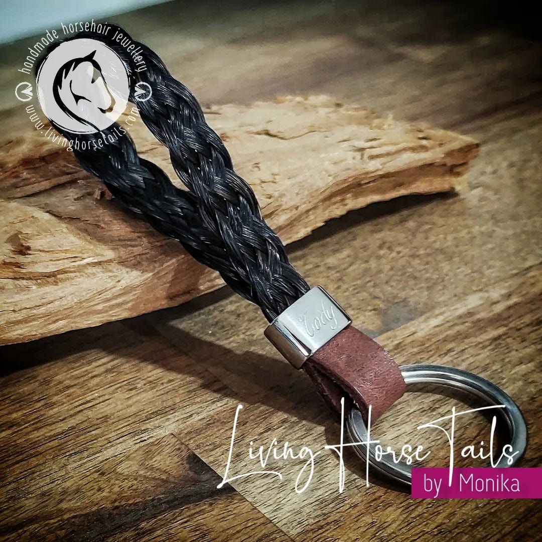 Living Horse Tails Stainless Steel Horsehair Keyring Fob Custom jewellery Monika Australia horsehair keepsake